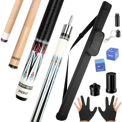 Professional Pool Cue Stick with Hard Case, 58" Canadian Maple Billiard Cue & 12.5mm Multi-Layer Rainbow Tip, Pool Cue Set with 3 Accessories, 19/20/21oz Billiard Stick (Selectable) - size: 19oz, style: Style 2