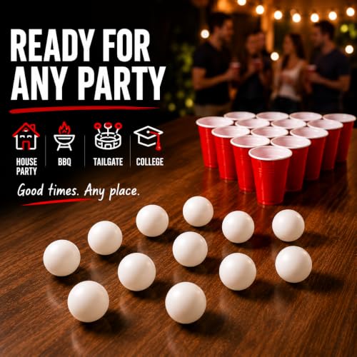 Liberty Imports 12 Pack Beer Pong Ping Pong Balls 40mm, Bulk, White | Table Tennis, Lightweight Durable Seamless Bulk for Party Carnival Games. Entertainment, Decorations, Crafts Activities