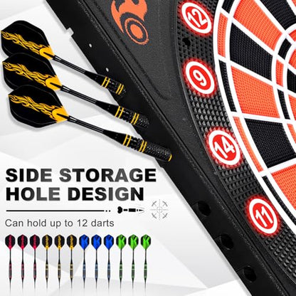 Electronic Dart Board, 12 Darts Soft Tip, Digital Dartboard for Adults, 34 Games 355 Variants Auto Scoring, LED Improved Light-up Display Wall Mount for Home Bar Party Game Room