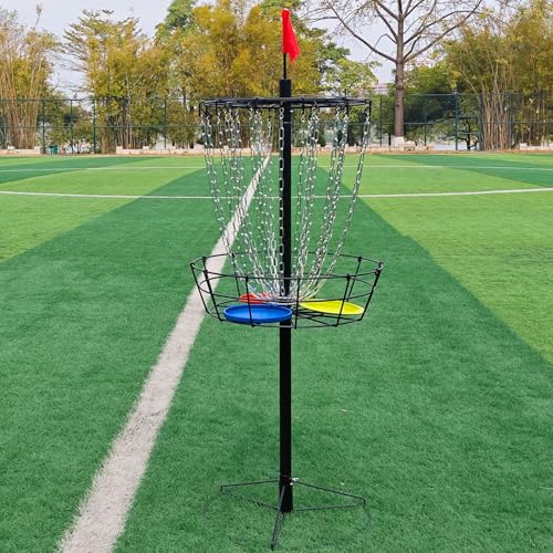 Disc Golf Basket - Portable Disc Golf Target with Heavy Duty 24-Chains Come with 6pcs Disc Golf Discs and Carry Bag, Ground Stake -Suitable for Players of All Levels - Multi Color Available - style: Basic-Black - 3 PCS