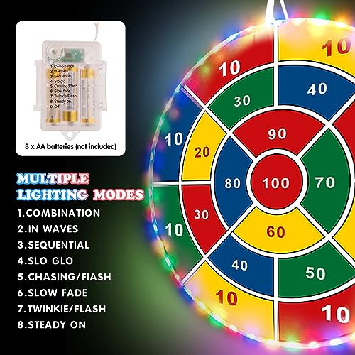 Kids Dart Board Game Set-29 inchs, Board Games with 16 Stick Balls, Summer Indoor Outdoor Toys Games for Kids Ages 4-8, Birthday Party Games Yard Toys for Kids Ages 3 4 5 6 7 8 9 10 11 - style: LED Dart Board