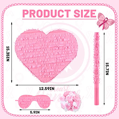 Deekin Piñata Stick with Blindfold Confetti Set Piñata for Valentine's Day Birthday Party Decorations Party Gaming Theme Holiday Celebration Supply(Pink Heart) - style: Pink Heart