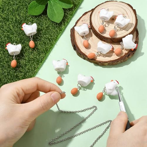 Stiesy Cute Resin Hen with Egg Charms 20Pcs, 3D Farm Animal Chicken Dangle Charm Bulk for Jewelry Making, DIY Craft Projects and Animal Lover Presents - color: Hen with Egg-20pcs