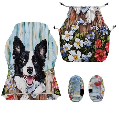 Border Collie Print Gaming Chair Cover with Armrest Covers Anti-Dust Soft Elastic Computer & Gaming Chair Slipcover Universal Fit Office Desk & Racing Computer Gamer Chairs - color: Multi - Border Collie