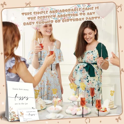 Guess How Many Kisses Bridal Shower Games,Wedding Party Game,Guess How Many baby shower games,Adults Family Large Groups,Birthday Party Game & Activities 50 Cards And Sign - size: mushroom