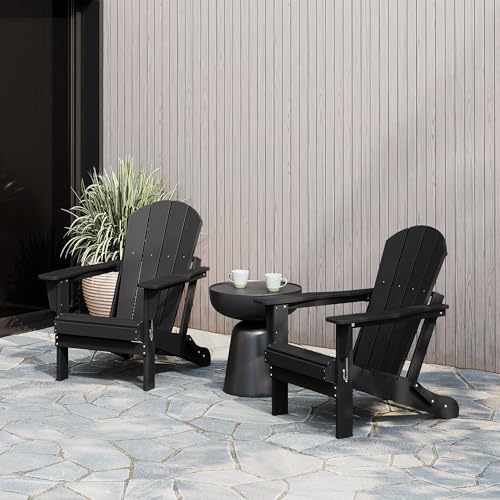 WestinTrends Malibu 2 Piece Set Outdoor Folding Poly Adirondack Chair, Black - color: Black, size: 2 Chair