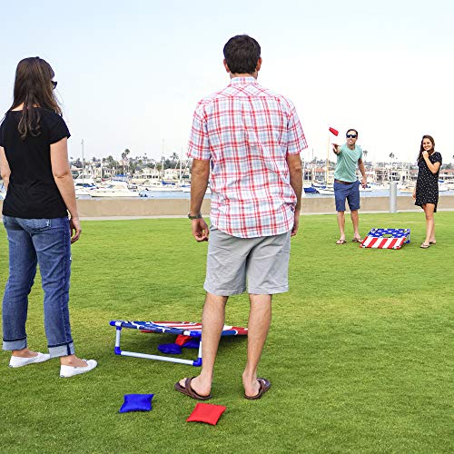 GoSports Portable Cornhole Set with Carry Case - Outdoor Lawn Bean Bag Toss Game for Adults and Family - Beach, Camping, Yard Games & More - style: America