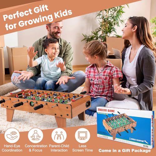 GYMAX Foosball Table, 27" Table Top Foosball with 2 Footballs, Mini Foosball Table for Kids Game Room, Family Night, Wooden
