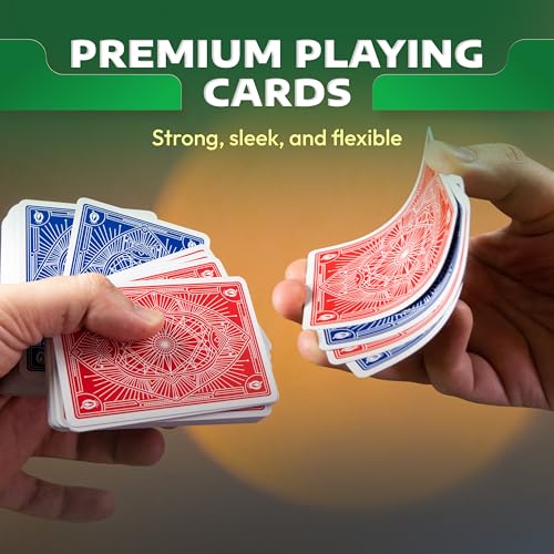 Cribbage Board Game Set with Storage – Wooden 4 Track Cribbage Board for 2–4 Players with Metal Pegs & Playing Cards – Classic Travel & Home Board Game