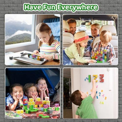 Magnetic Building Blocks Travel Toys for Kids Ages 4-8, Toddler Magnetic Cubes STEM Learning Set with Iron Storage Box – Portable Construction Toys for Boys Girls 3-5 - style: Game Mini Magnetic Building Blocks - 35PCS