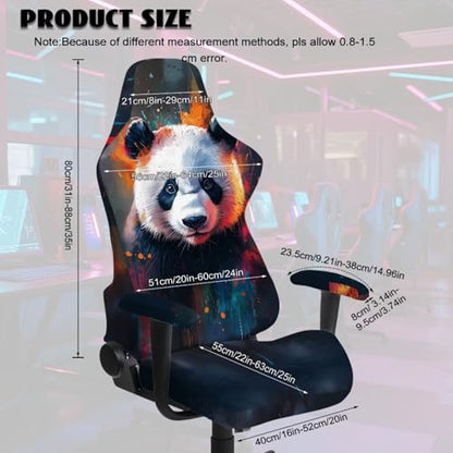 Stretchable Universal Computer Chair Cover with Armrest Covers Cool Panda Armchair Slipcovers High Back Rotating Gaming Chair Covers Protector 4PCS Package, Easy Installation - color: Cool Panda