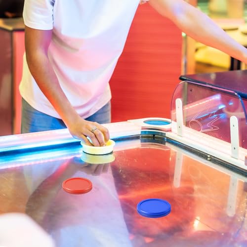 Cosmos 8 Pcs Air Hockey Pucks Compatible with Standard Pushers and Goal, Replacement Air Hockey Accessories for Game Room Table, Assorted Size in 2.5" and 3" in Red and Blue