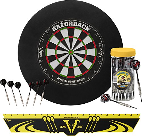 Viper Defender Backboard & Sisal/Bristle Steel Tip Dartboard Bundle - style: Elite