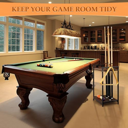 Pool Stick Holder Pool Cue Holder Rack Cue Stick Holder 10 Cues Billiard Cue Racks for Billiard Room Club Pool Table Accessaries (Torched Black 10-Hole) - color: Black