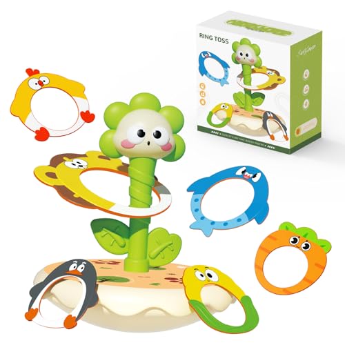 Ring toss Rings, Plastic Rings for Ring toss, Ring Game for Children, Birthday Gift, Tumbler Toy(Green (Sunflower)) - color: Green (Sunflower)