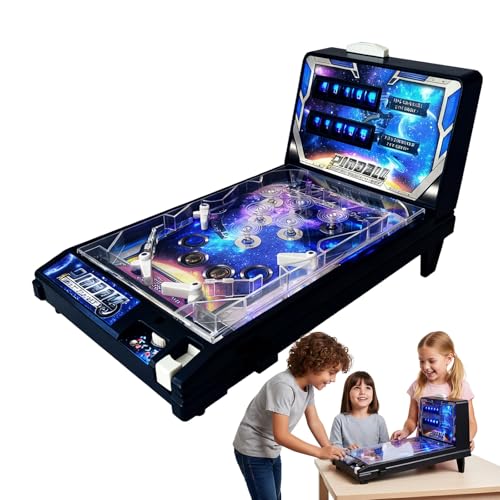 Pinball Machine Table Top Electronic Arcade Game with Lights and Sound Effects, Retro Fun Ball Shooting Machine for Kids Ages 6 to 12 Years