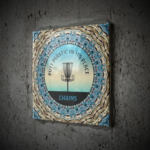 3dRose Blue Skies and Text to putt Plastic in its Place, the disc Golf Basket. 12 Inch Ceramic Tile