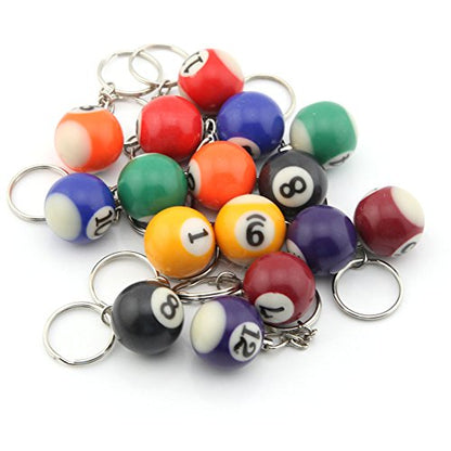 16 Assorted Colorful Billiards Pool Ball Keychain