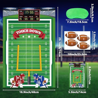 Hooqict Pin The Football on The Goalpost Football Party Games for Kids Game Day Boys Sports Theme Birthday Party Decorations, Large Poster with 36 Rugby Stickers - style: Football