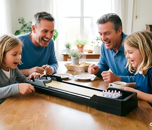 Tabletop Bowling Game Set, 10-Pin Alley, Mechanical Play, 6+ | Large 25.5” Bowling Toy, Side-track Return, Easy Pins Setup, Spare Parts, No Batteries, Gift for Kids & Adults, Family Fun