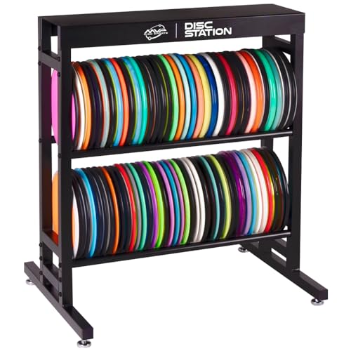 MVP Disc Sports Disc Station Disc Storage Rack (Choose Your Size and Color) - style: Black - 2 Shelf