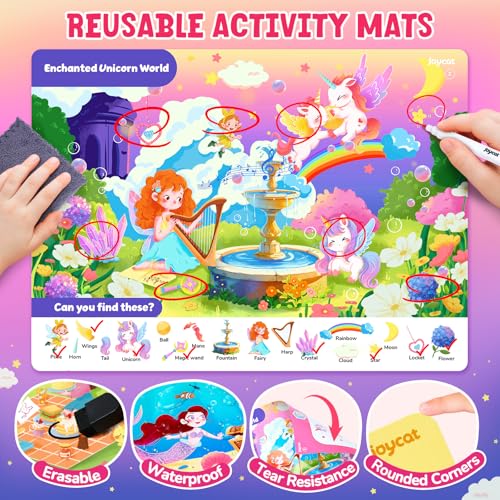 JoyCat Search and Find Activity Books, Educational Toy for Girls Ages 3-5, Preschool Learning Activities for Toddlers & Kids, Road Trip Travel Toys for Car & Airplane, Gifts for 3 4 5 6 Year Olds - style: Girl Themes