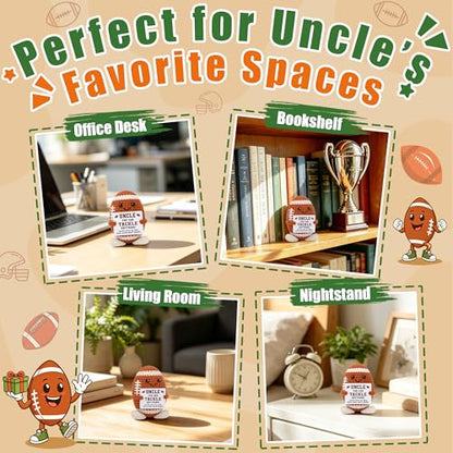 Fathers Day Uncle Gifts from Niece Nephew, Best New Uncle Birthday Gifts from Niece Nephew, Fathers Day Funny Handmade Crochet Football Lovers You To The End Zone for Uncles Home Decor Present - style: uncle