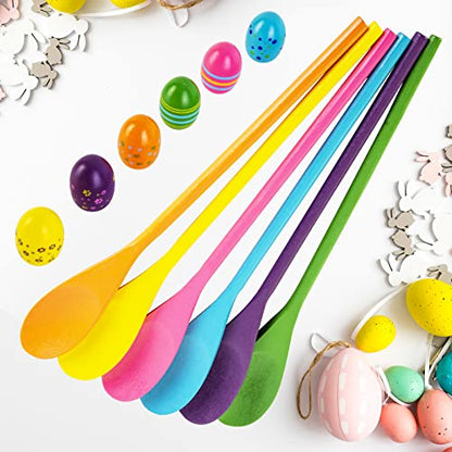 LYUBASA 12PCS Easter Egg and Spoon Race Game Set,6 Players, Easter Party Favor for Kids and Family Activity Lawn Games Party Supplies Outdoor Fun Games, Classroom Activities Easter Games