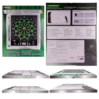 CyeeLife Electronic Dart Board,Soft Tip Dartboard Set,Digital Electric Dart Boards with LED,12 Darts 24 Flights 50 Tips 2 Flight Protectors Power Adapter - color: Electronic DartBoard