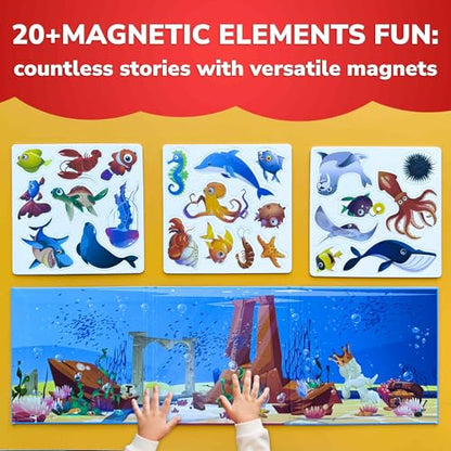 Quokka Travel Magnetic Puzzles for Toddlers 1-3 – 20+Pcs Sea Game with Playbook – Fun Travel Game Toy for Kids Ages 3-5 – Strong Magnets for Car Activities – Fun Toddler Puzzle Ages 2-4 - color: 02. Sea