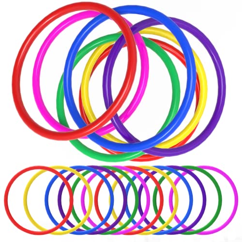 24 PCS Plastic Toss Rings,Ring Toss Game for Kids,Outdoor Toss Rings for Speed and Agility Practice Training Games,Multicolor Training Rings Carnival Rings Garden Backyard Outdoor Games (7 inch)