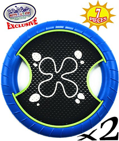 Matty's Toy Stop Deluxe Trampoline Extreme Paddle Ball Set for 4 Players - Includes 4 (12") Trampoline Paddles, 3 Rubber String Balls & Storage Bag
