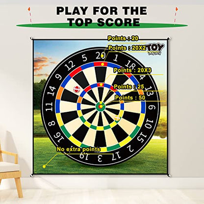 TOY Life Chipping Golf Game Mat Indoor Outdoor Games for Adults and Family Kids Outdoor Play Equipment Stick Chip Game Indoor Golf Set Backyard Games Outdoor Toys for Kids - style: Dart Board Style
