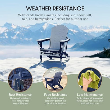 WestinTrends Malibu 2 Piece Set Outdoor Folding Poly Adirondack Chair, Navy Blue - color: Navy Blue, size: 2 Chair