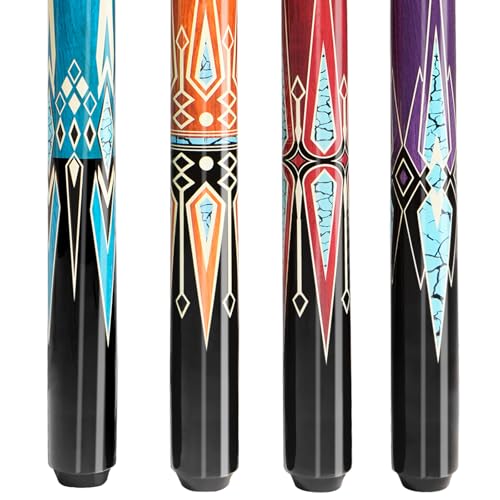 Pool Stick Set of 4, Pool Sticks for Adults, 4 Pool Cues Billiard Set, 58inch Billiard Cue with Maple Wood for Professional Billiard Players - 18oz, 19oz, 20oz, 21oz - color: B04