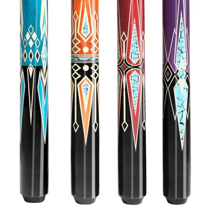 Pool Stick Set of 4, Pool Sticks for Adults, 4 Pool Cues Billiard Set, 58inch Billiard Cue with Maple Wood for Professional Billiard Players - 18oz, 19oz, 20oz, 21oz - color: B04