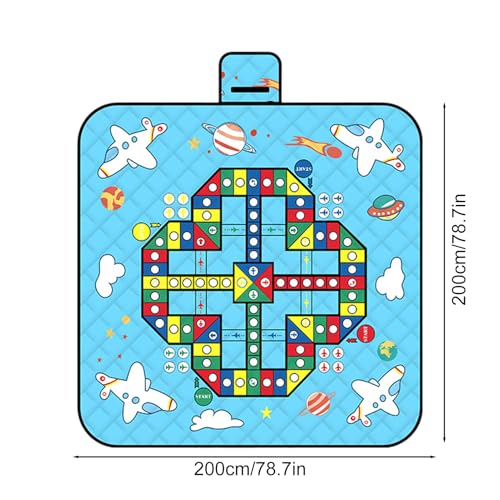 Outdoor Play Mat | Outdoor Picnic Blanket with Chess Pieces,Portable 3 Layers Lightweight Foldable Family Board Game for Camping Festival Beach Lawn Park