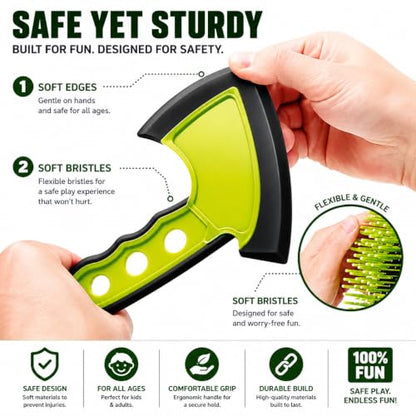 Leeray 3-in-1 Bristle Target Board Game – Axe Throwing Game for Backyard with Throwing Axes, Soft Tip Darts, and Ninja Stars – Safe Outdoor Games & Kids Toys for Ages 6+