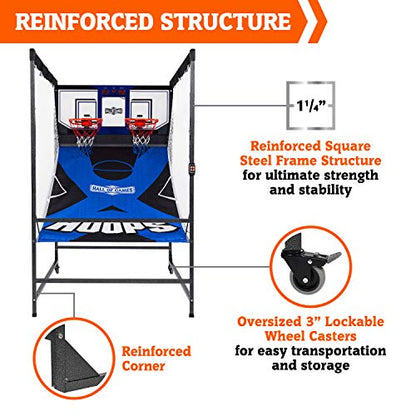 Hall of Games Premium Arcade Cage Basketball Game with Steel Frame and Polycarbonate Backboard - style: 88" Tall Steel Cage Extra Wide Game (w/Poly Backboard)