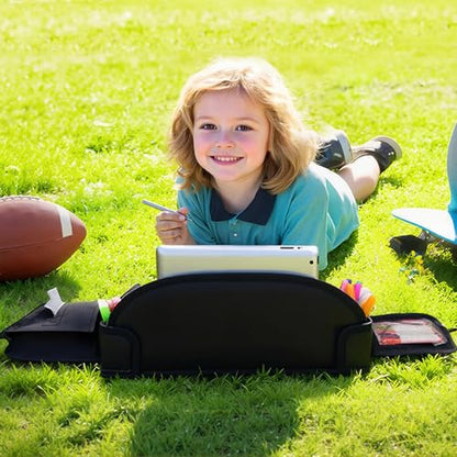 Kids Travel Tray for Car Seat, Toddler Road Trip Essentials With Drawing Kit, Travel Activities Must Haves (Black) - color: Black