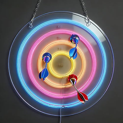 DartBoard Neon Sign Dart Target Led Neon Light Suitable for Adult Kids to Play Comes with 6 Suction Cup Darts, Dimmable Wall Light for Bedroom Game Room Man Cave Bar Club Decor