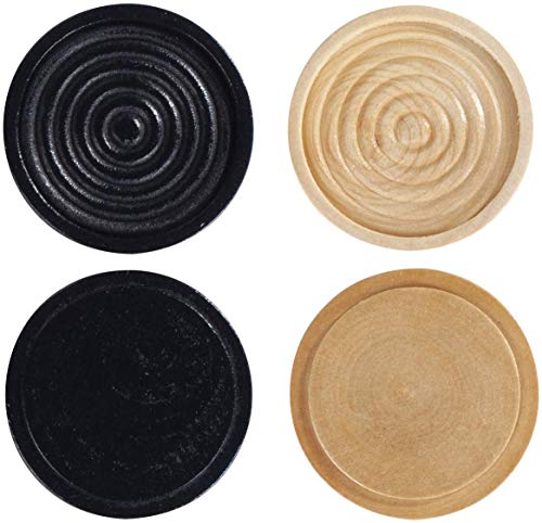 WE Games Wooden Checkers Pieces Only (2 inch), Checker Board Game & Backgammon Pieces, 24 Natural and Black Stained Stackable Ridges with a Drawstring Storage Bag, Replacement Game Piece - size: 2 inch diameter