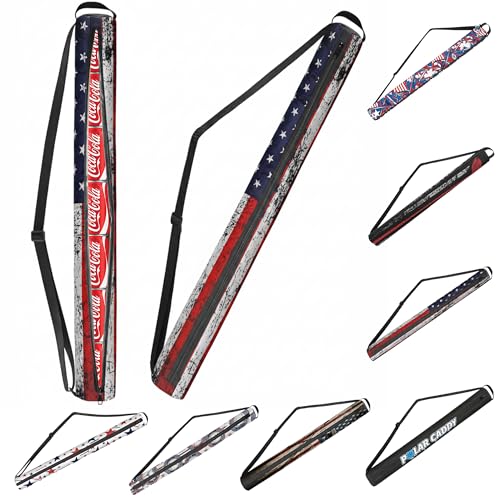 Polar Caddy Insulated Golf Bag Cooler Sleeve – Discreet 7 Can Beverage Chiller Full Length Zipper Adjustable Shoulder Strap Hidden Golf Cooler Bag Fits Most Cart Standard Bags - color: Distressed Flag