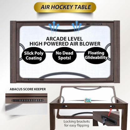 7ft Multi Game Table 4 in 1 Pool Table Ping Pong Table Air Hockey Combo Game Table Includes All Accessories for Game Room & Family - color: Espresso