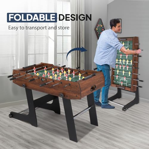 PEXMOR 48" Foldable Foosball Table Adult Size, Soccer Game Table for Kids & Adults, Folding Foosball Tables for Game Room, Home, Arcade w/Rolling Wheels & 2 Balls