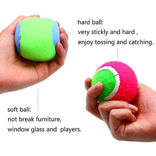 Aneco Paddle Catch Ball and Toss Game Set Disc Toss and Catch Paddle Game with 1 Storage Bag, 4 Paddles and 6 Balls (2 Big Balls and 4 Small Balls)