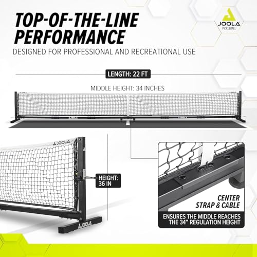 JOOLA Pro Pickleball Net – Portable Outdoor Pickleball Net System – Heavy Duty, Tournament Grade Net for Outside & Indoor Pickleball Courts – Regulation Height & Length