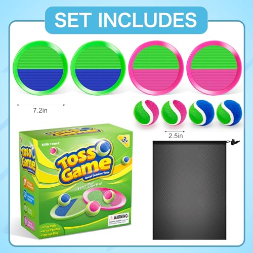 Officygnet Ball Catch Game, Kids Toss Game for Ages 3 4 5 6 7 8-12 Year Old Boy Girl, Catching Ball Set with 4 Paddles for Outdoor Toys/Yard Games/Beach Toys/Pool Toys for Kids Easter Birthday Gifts - style: 4 Paddles 4 Balls