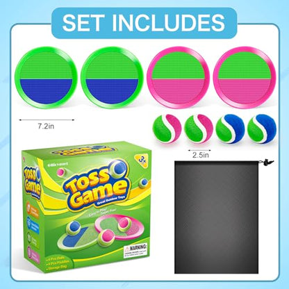 Officygnet Ball Catch Game, Kids Toss Game for Ages 3 4 5 6 7 8-12 Year Old Boy Girl, Catching Ball Set with 4 Paddles for Outdoor Toys/Yard Games/Beach Toys/Pool Toys for Kids Easter Birthday Gifts - style: 4 Paddles 4 Balls