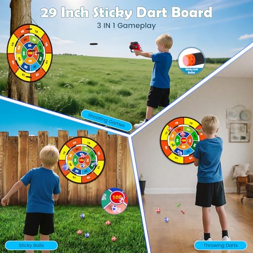 VATOS 2 Pack Bow and Arrow Toy with LED Light - 4 in 1 Archery & Dart Game Set with 20 Suction Cup Arrows, Shark Glow Target & Dart Board - Indoor/Outdoor Birthday Gift for Kids Boys Girls Ages 5-12 - color: Blue